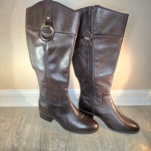Alfani Brown Leather Knee-High Boots New
